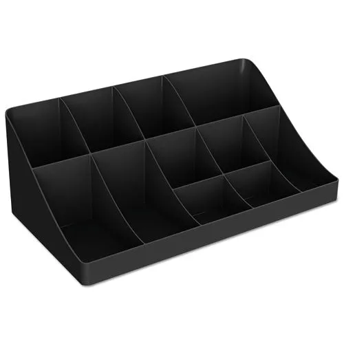 11-compartment Coffee Condiment Organizer, 18 1-4 X 6 5-8 X 9 7-8, Black