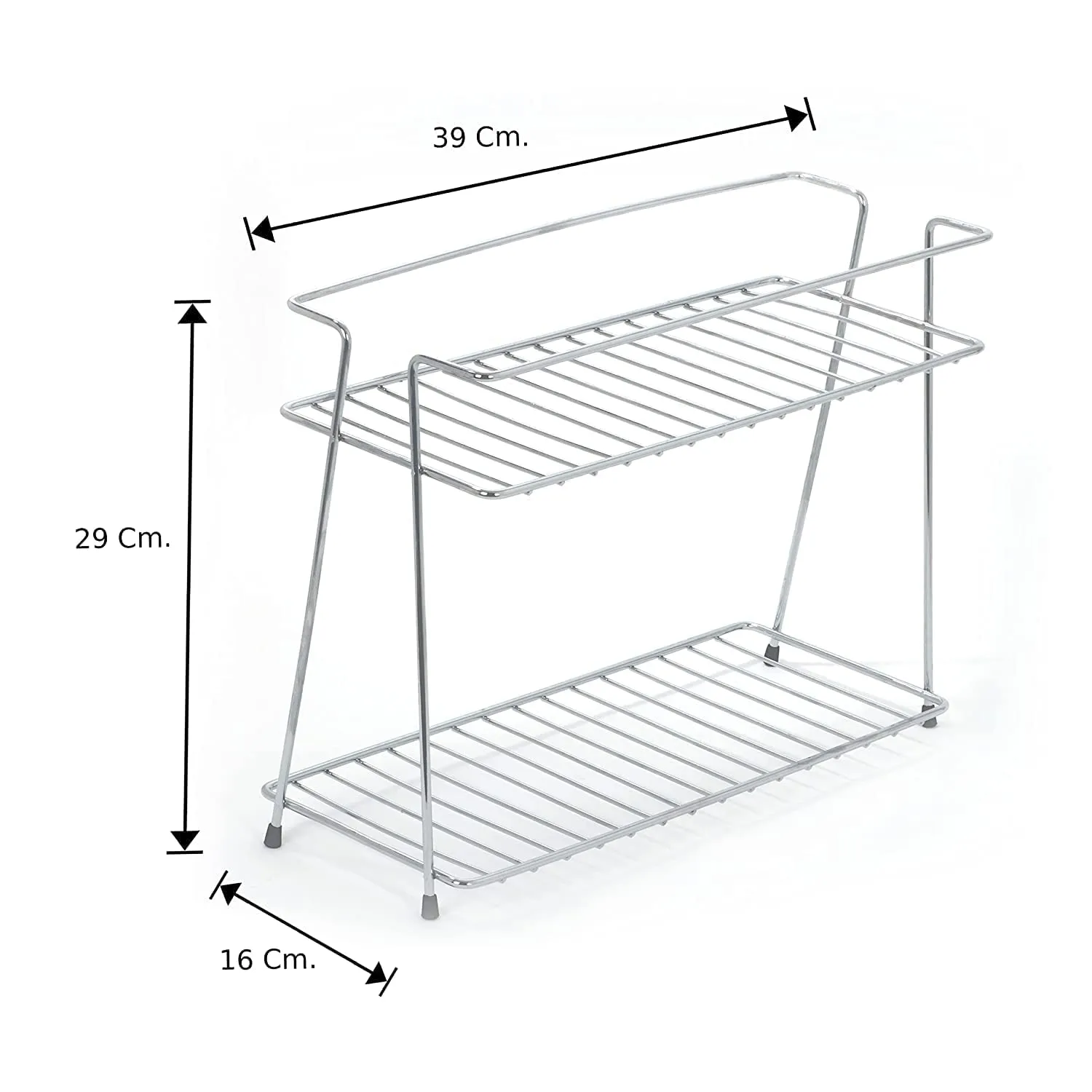 12FOR COLLECTION Stainless Steel Spice 2-Tier Trolley Container Kitchen Organizer for Boxes Utensils Dishes Plates for Home (multipurpose Kitchen storage Shelf shelves holder Stand, Tiered Shelf