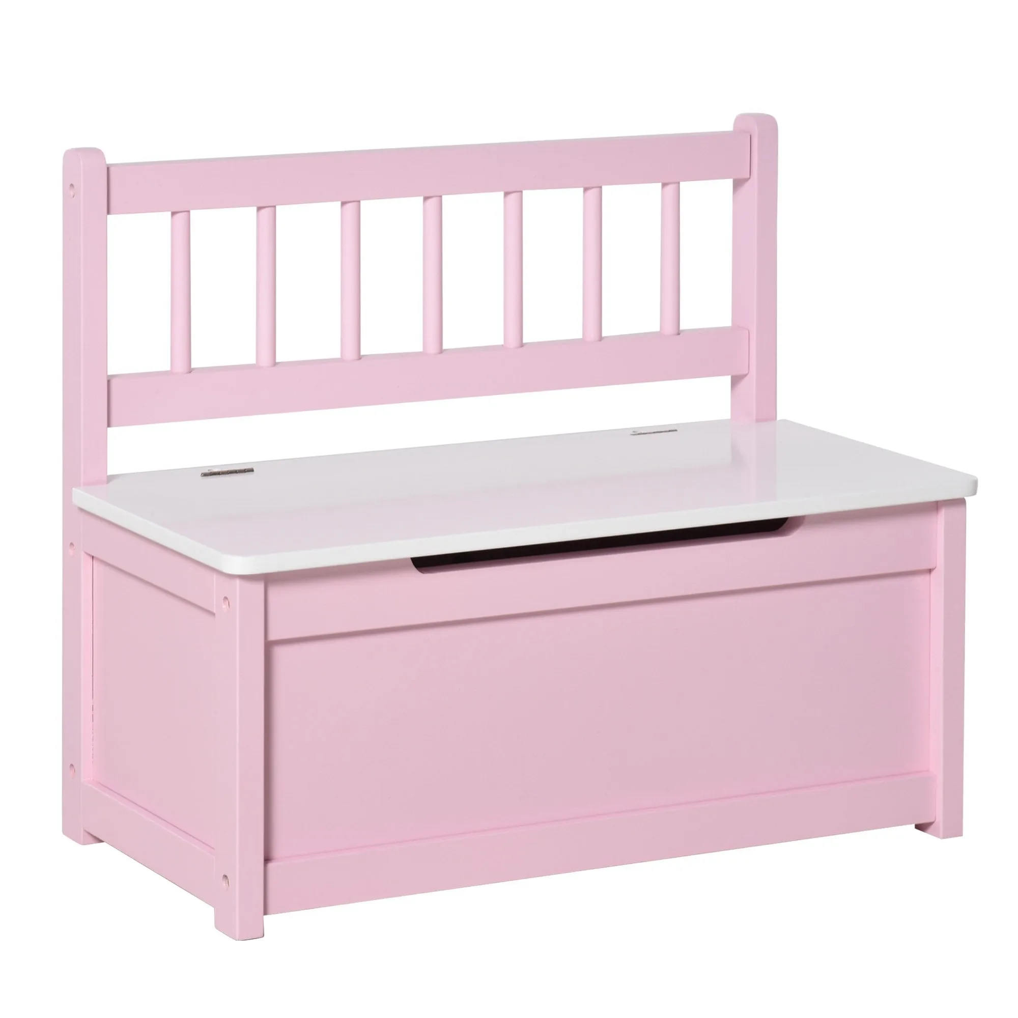 2-IN-1 Wooden Toy Box Kids Seat Bench - Pink