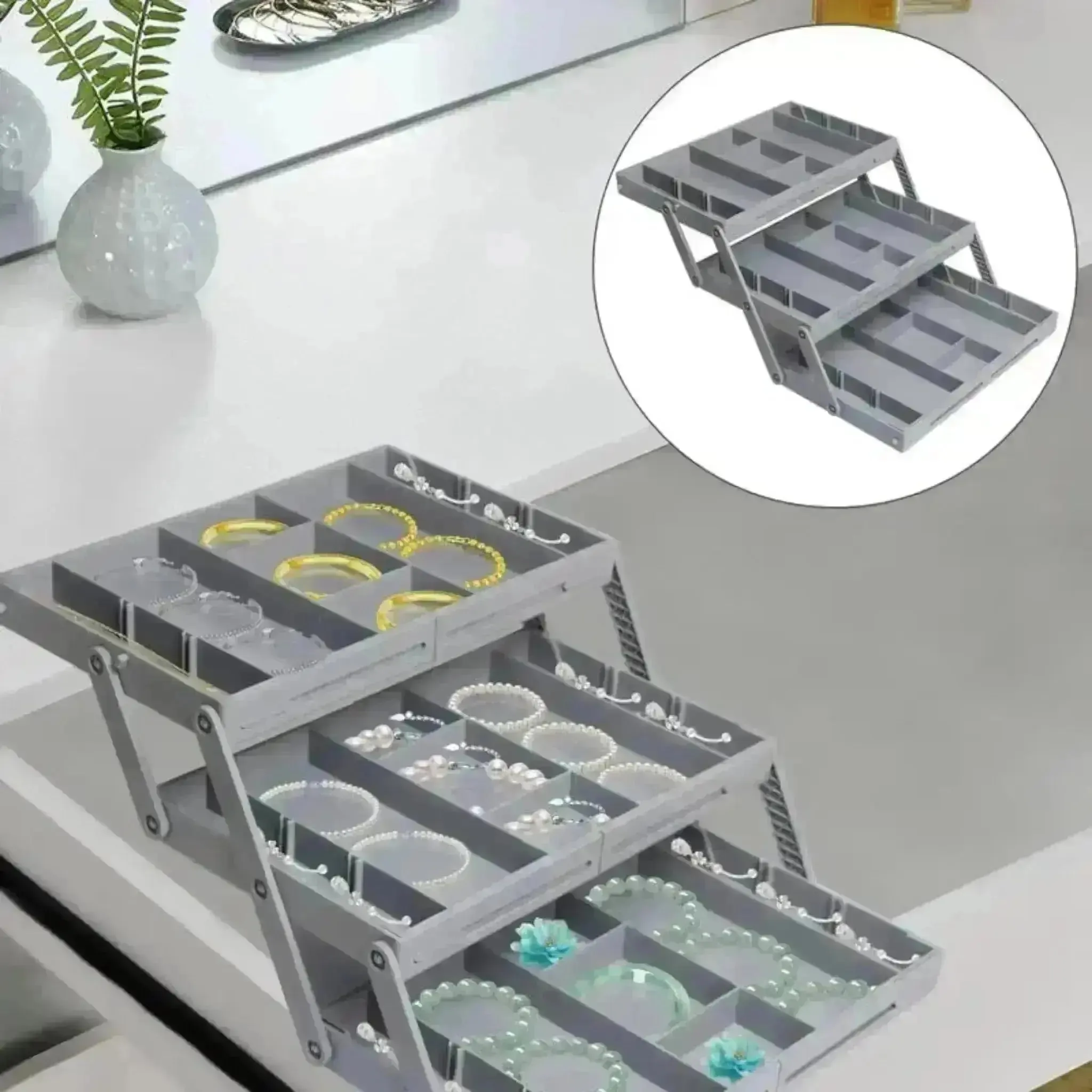 2/3 Tier Drawer Organizer – Expandable Multi-Level Desk and Kitchen Organizer Trays