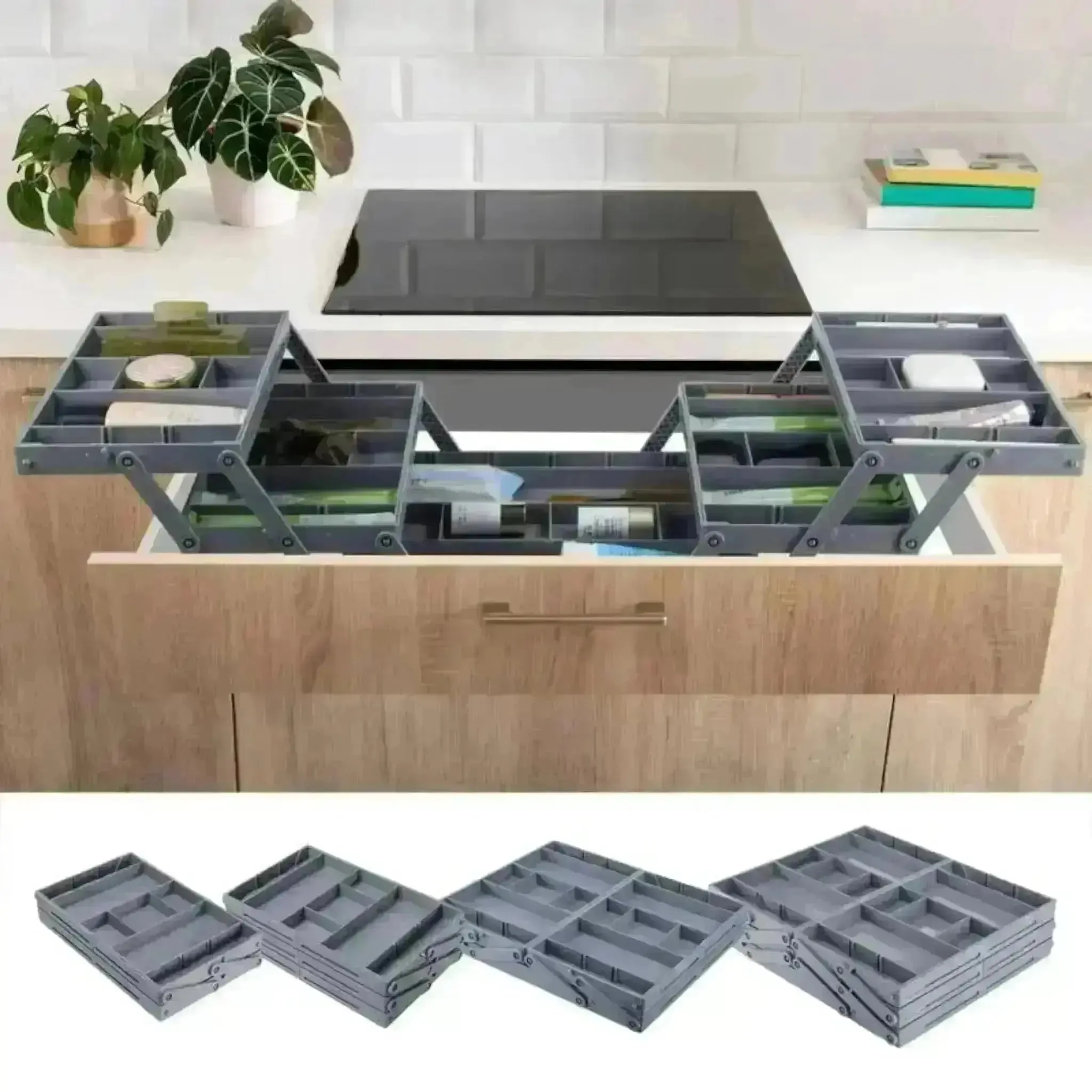 2/3 Tier Drawer Organizer – Expandable Multi-Level Desk and Kitchen Organizer Trays