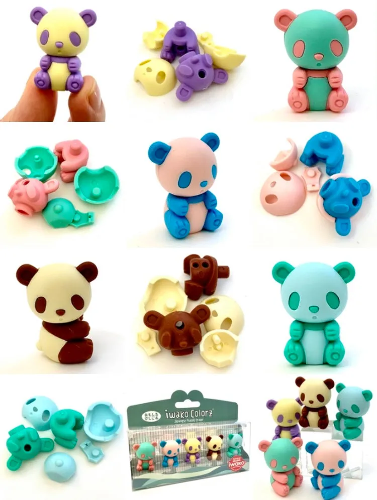 384531 IWAKO Colorz Panda -1 box of 5 Erasers