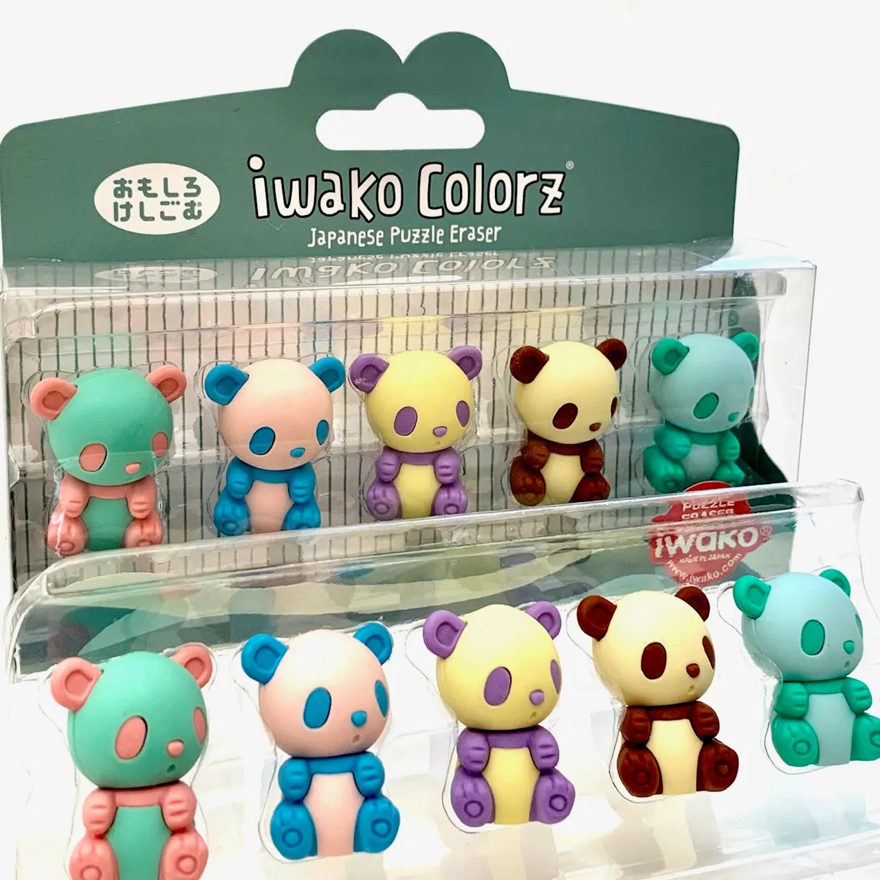 384531 IWAKO Colorz Panda -1 box of 5 Erasers