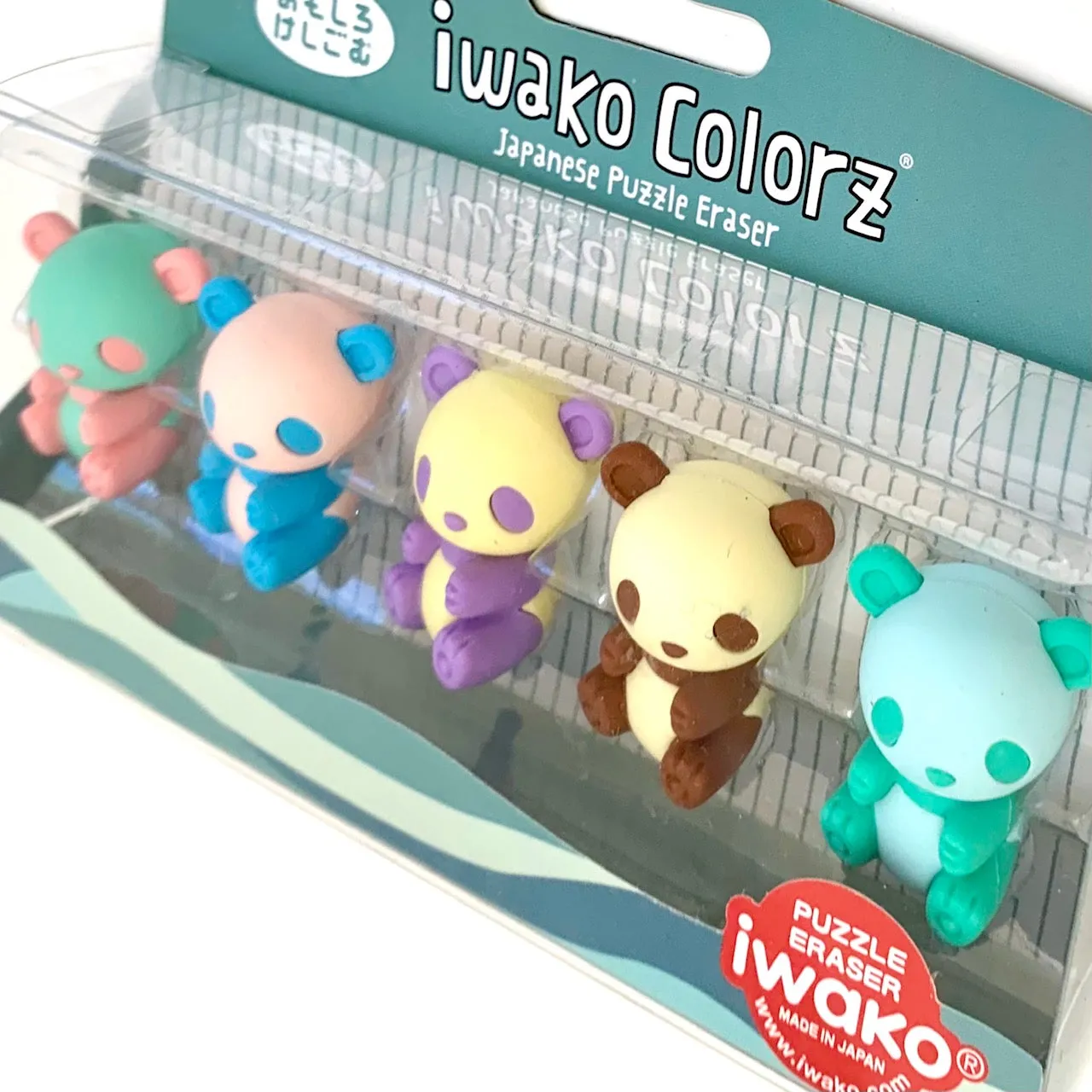 384531 IWAKO Colorz Panda -1 box of 5 Erasers