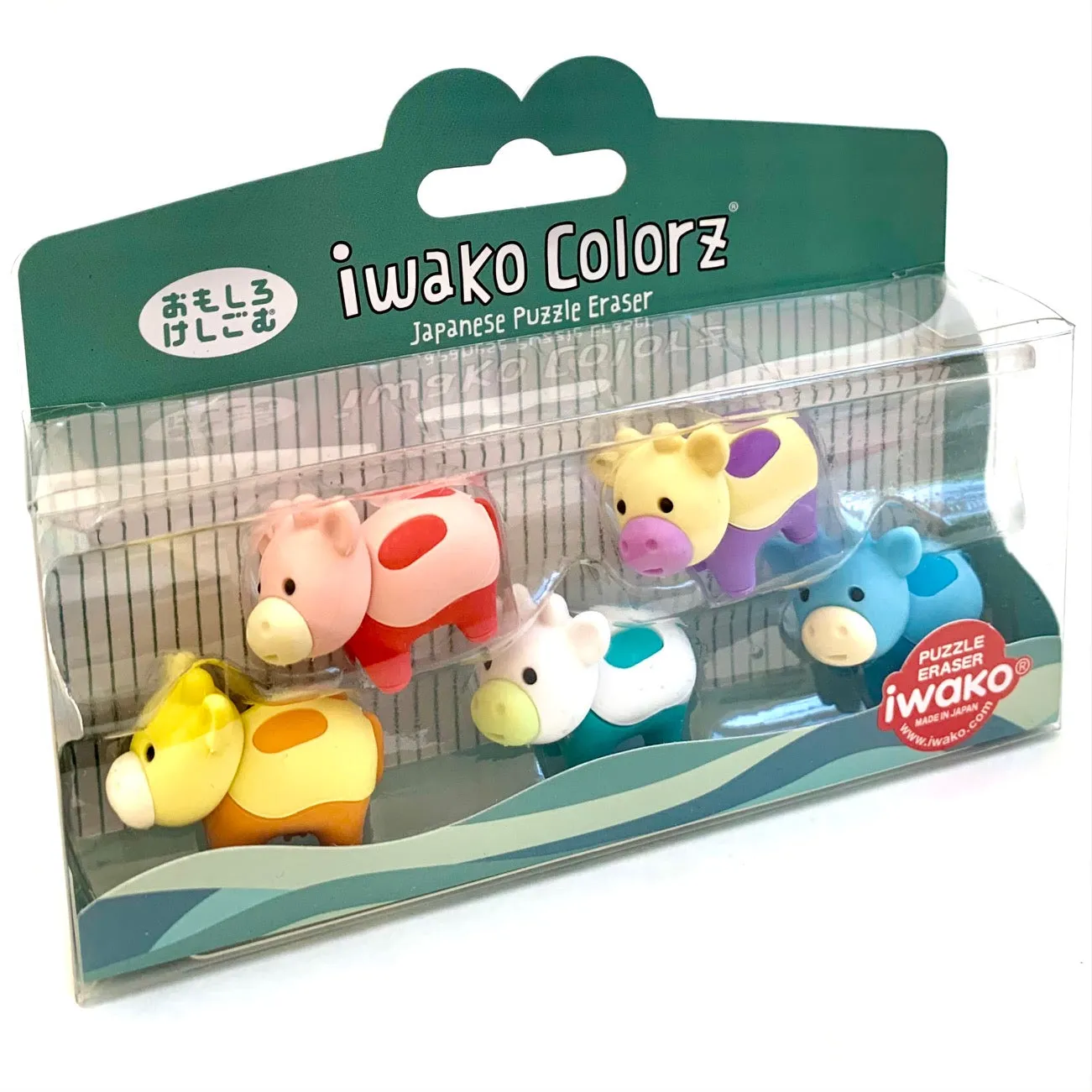 384541 IWAKO Colorz Cows -1 box of 5 Erasers