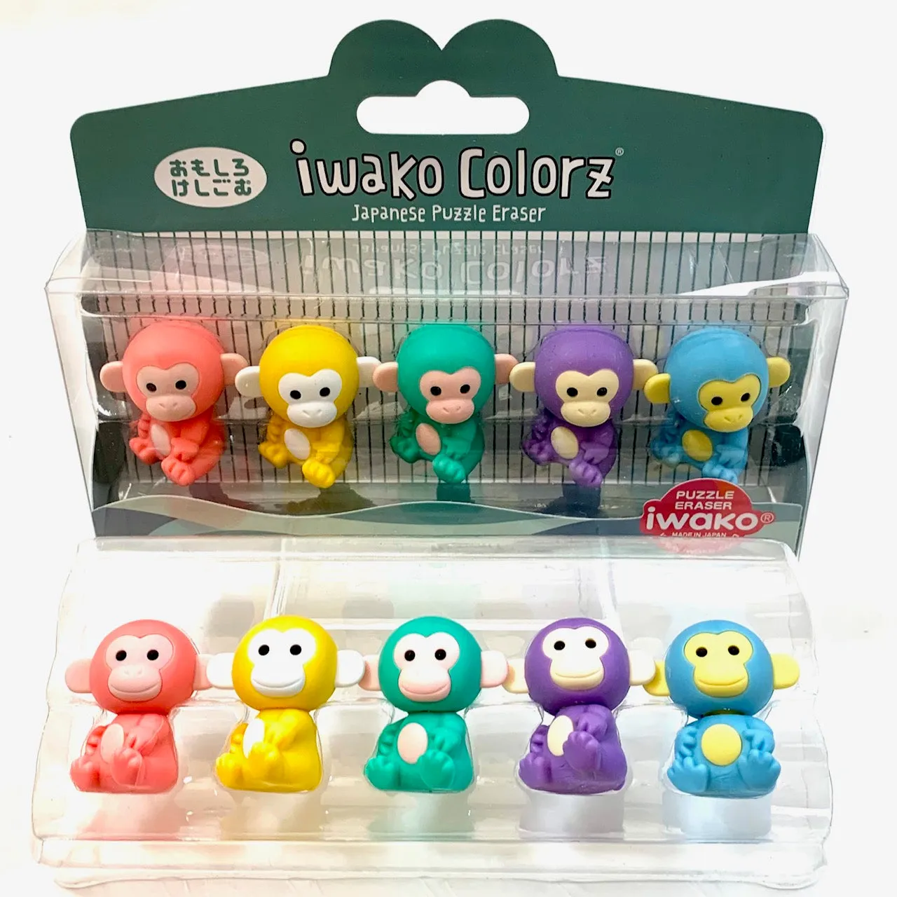 384551 Iwako Colorz Monkey -1 box of 5 Erasers