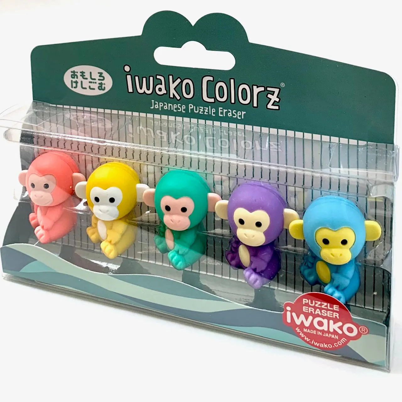 384551 Iwako Colorz Monkey -1 box of 5 Erasers