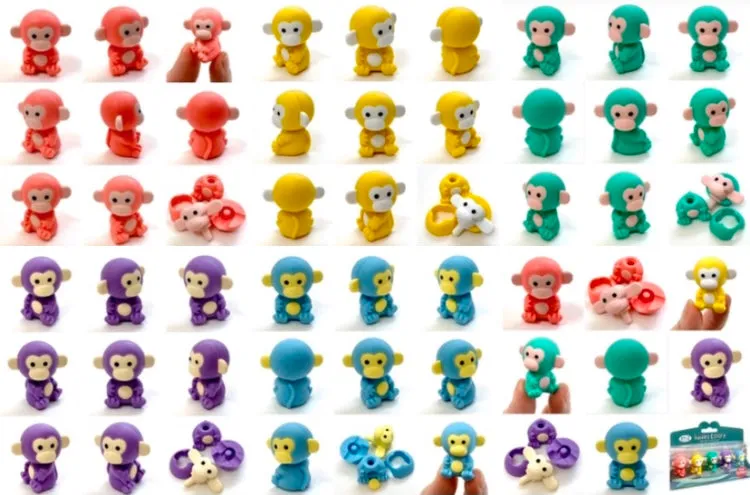 384551 Iwako Colorz Monkey -1 box of 5 Erasers