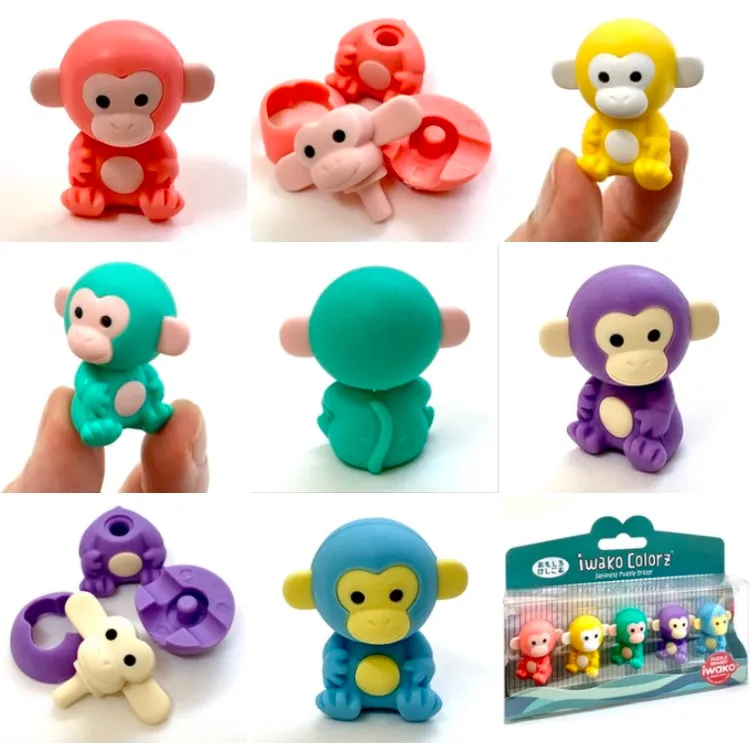 384551 Iwako Colorz Monkey -1 box of 5 Erasers