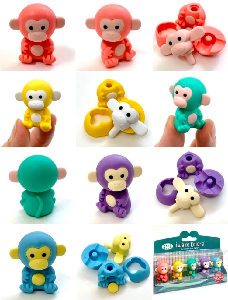 384551 Iwako Colorz Monkey -1 box of 5 Erasers