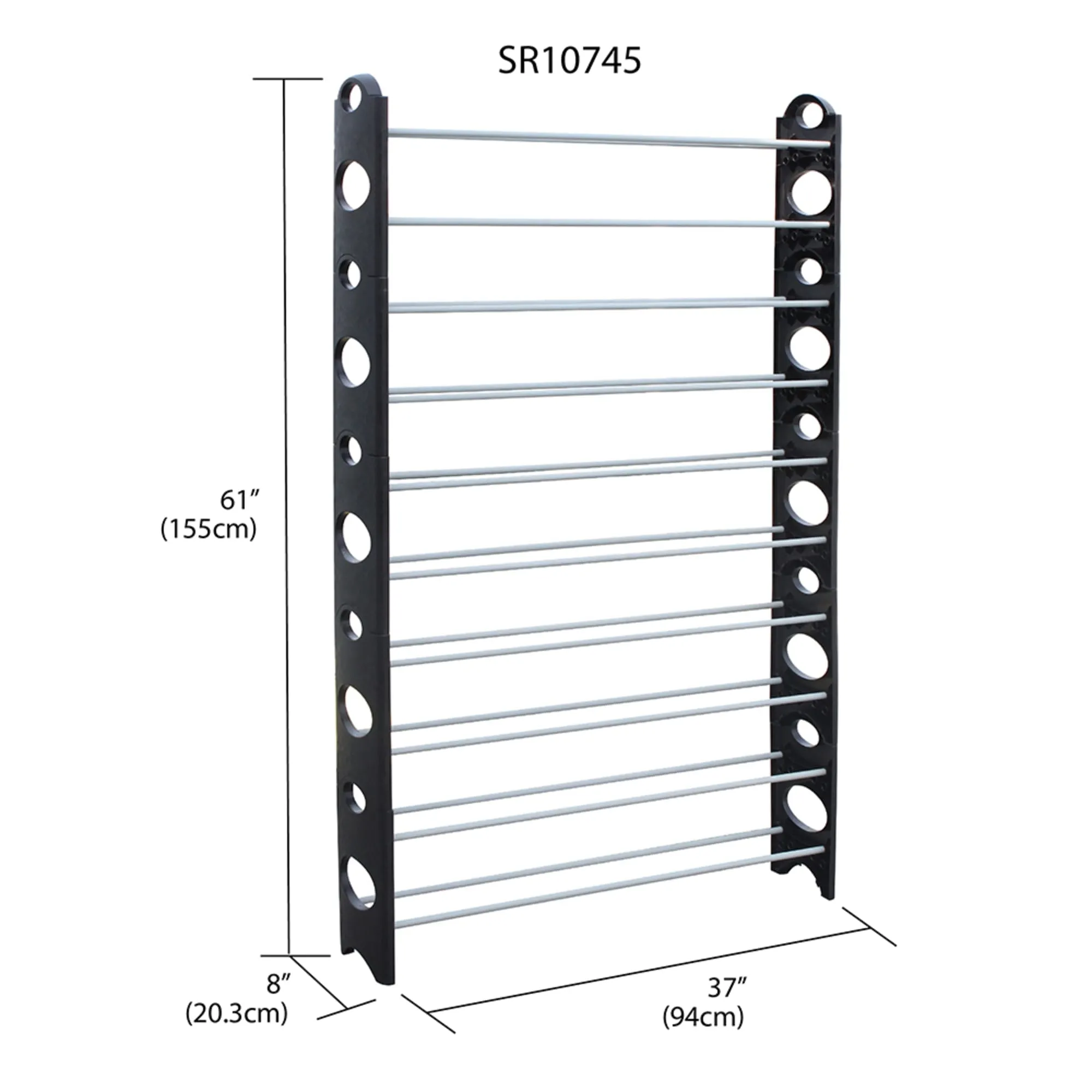 50 Pair Metal Shoe Rack, Black