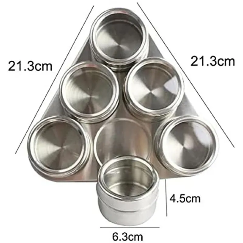 6 Piece Stainless Steel Magnetic Spice Rack Ba-223