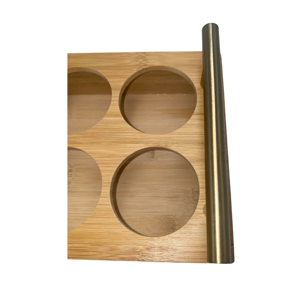 8-Grid Space-Saving Bamboo Spice Organizer With Handles