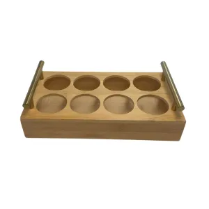 8-Grid Space-Saving Bamboo Spice Organizer With Handles