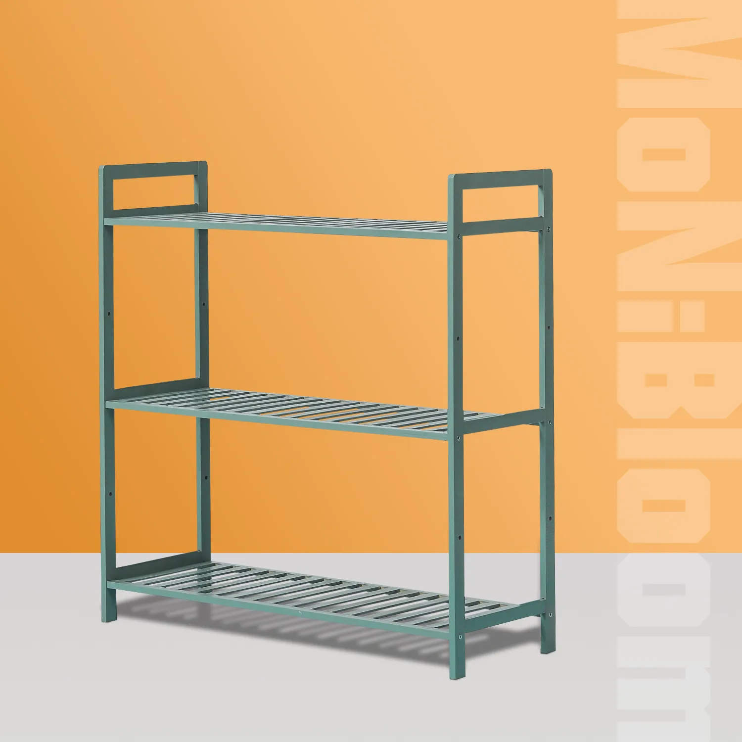 Adjustable Shoe Rack Entryway Shelf Organizer - 3 Tier - Green