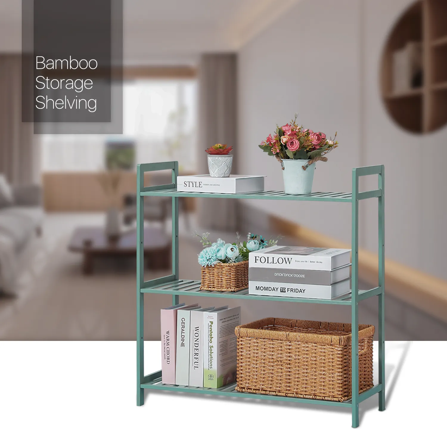 Adjustable Shoe Rack Entryway Shelf Organizer - 3 Tier - Green