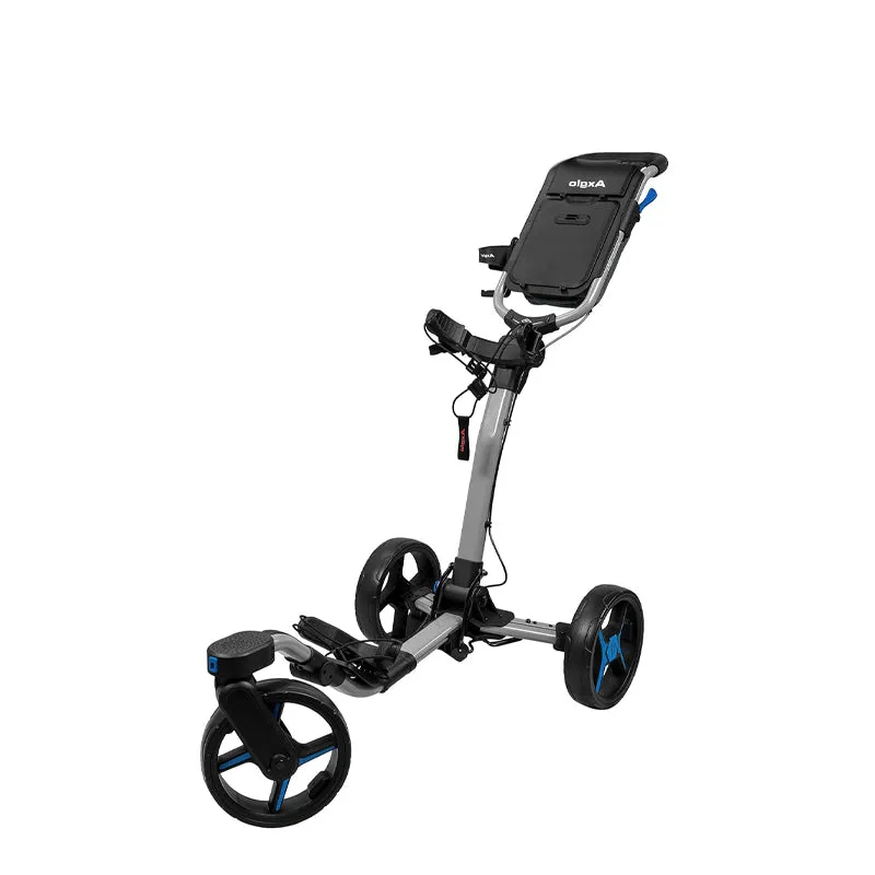 AXGLO Push Cart 3-Wheel Trolley (Grey/Blue)