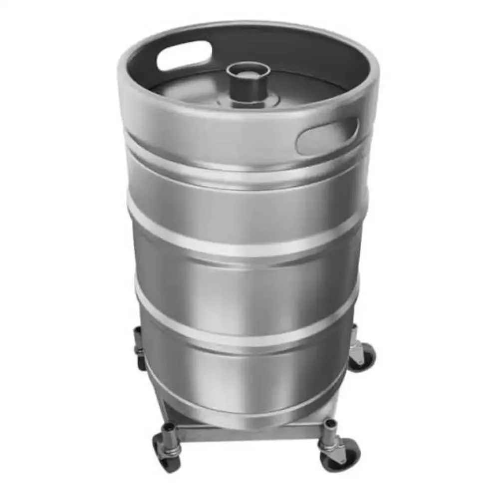 Bar Maid DOL-100, Metal Keg & Pail Dolly, 400 lbs. Load, Fits Most Trash Cans — 5 Casters.