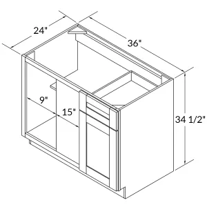 Blind Corner Base Kitchen Cabinet SCB36 Alpina White LessCare 36 in. width 34.5 in. height 24 in. depth