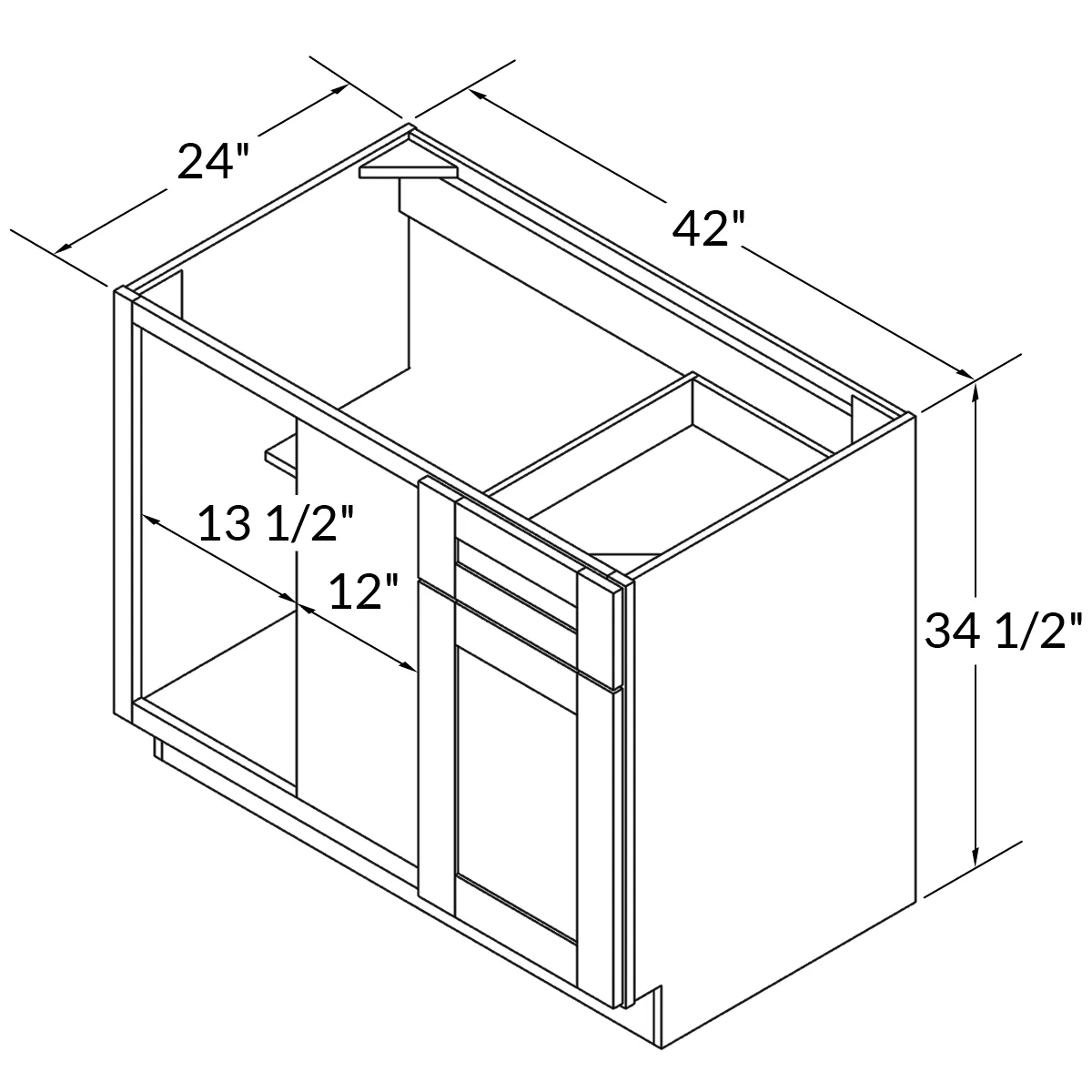 Blind Corner Base Kitchen Cabinet SCB42 Milan Slate 42 in. width 34.5 in. height 24 in. depth