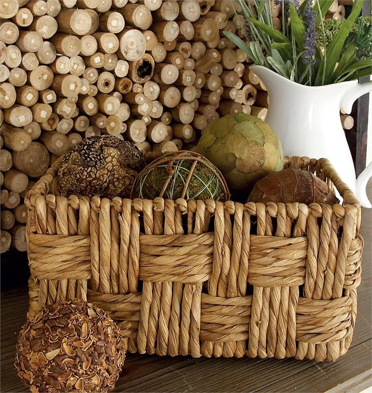 BROWN JUTE HANDMADE STORAGE BASKET WITH HANDLES