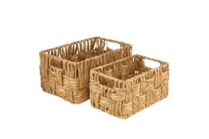 BROWN JUTE HANDMADE STORAGE BASKET WITH HANDLES