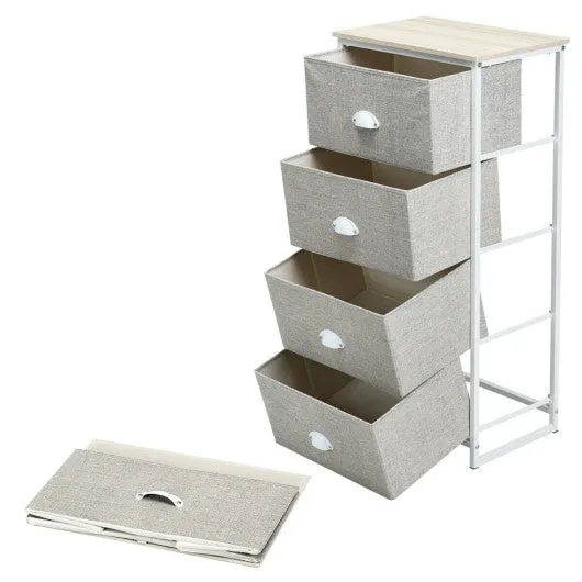 Chest Storage Tower Side Table Display Storage with 4 Drawers-Gray