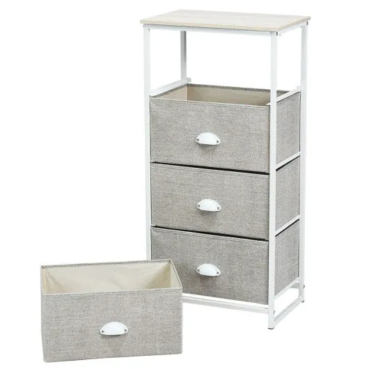 Chest Storage Tower Side Table Display Storage with 4 Drawers-Gray