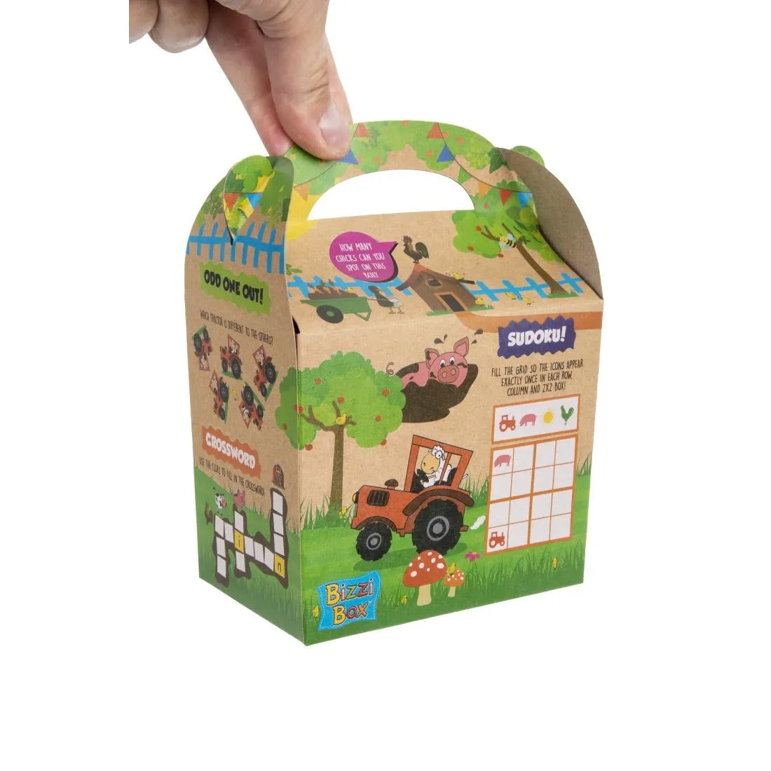 DK364 Crafti's Kids Recycled Kraft Bizzi Meal Boxes Pet and Farm (Pack of 200)