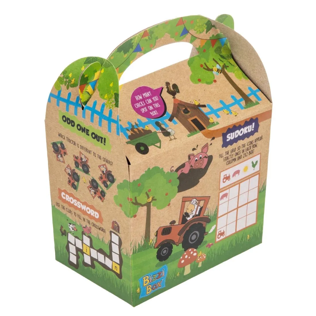 DK364 Crafti's Kids Recycled Kraft Bizzi Meal Boxes Pet and Farm (Pack of 200)