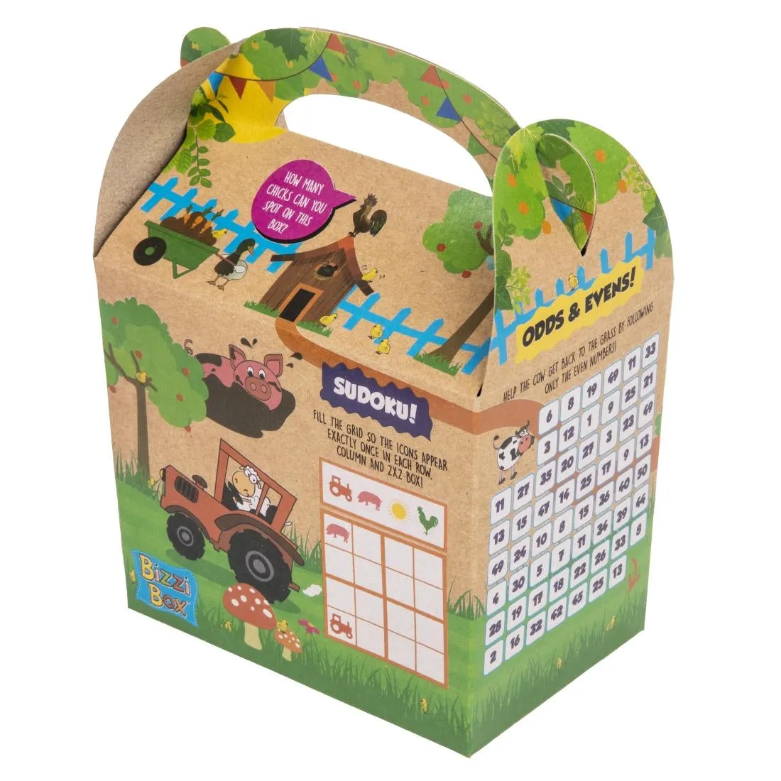 DK364 Crafti's Kids Recycled Kraft Bizzi Meal Boxes Pet and Farm (Pack of 200)