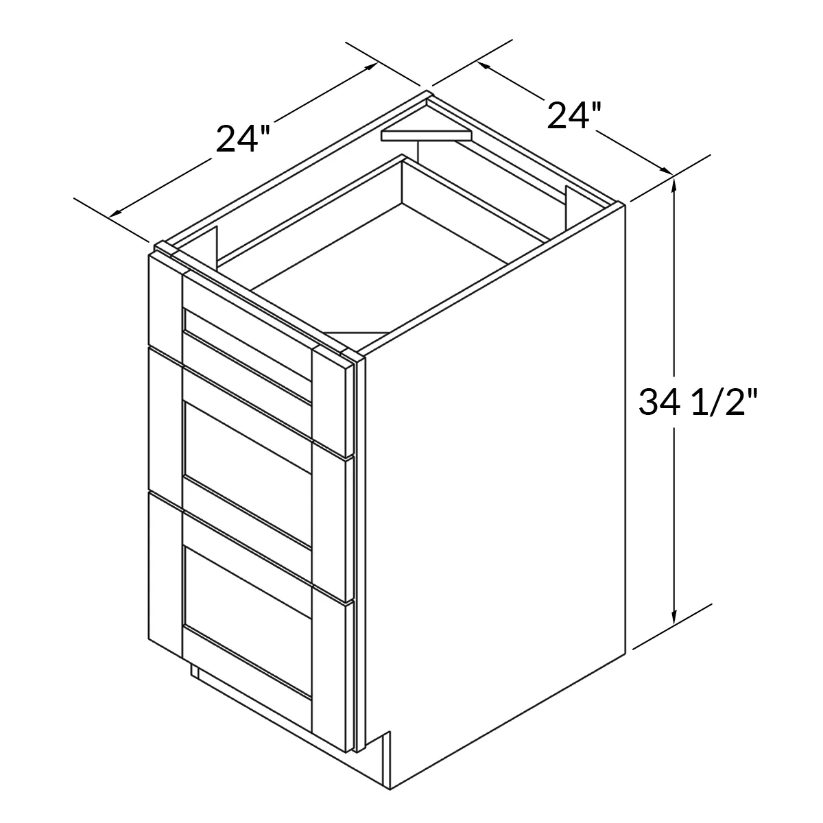 Drawer Base Kitchen Cabinet DB24 Milan Slate 24 in. width 34.5 in. height 24 in. depth