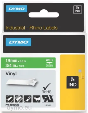 DYMO RHINO TAPE 19MM WHITE ON PURPLE VINYL - (DY1805421)