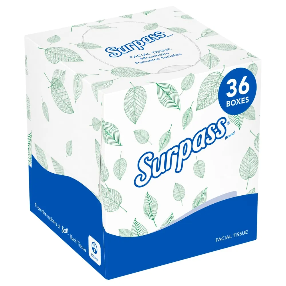 Facial Tissues - Surpass® Facial Tissue 2 Ply - Upright Box (Case of 36 Boxes), 21320