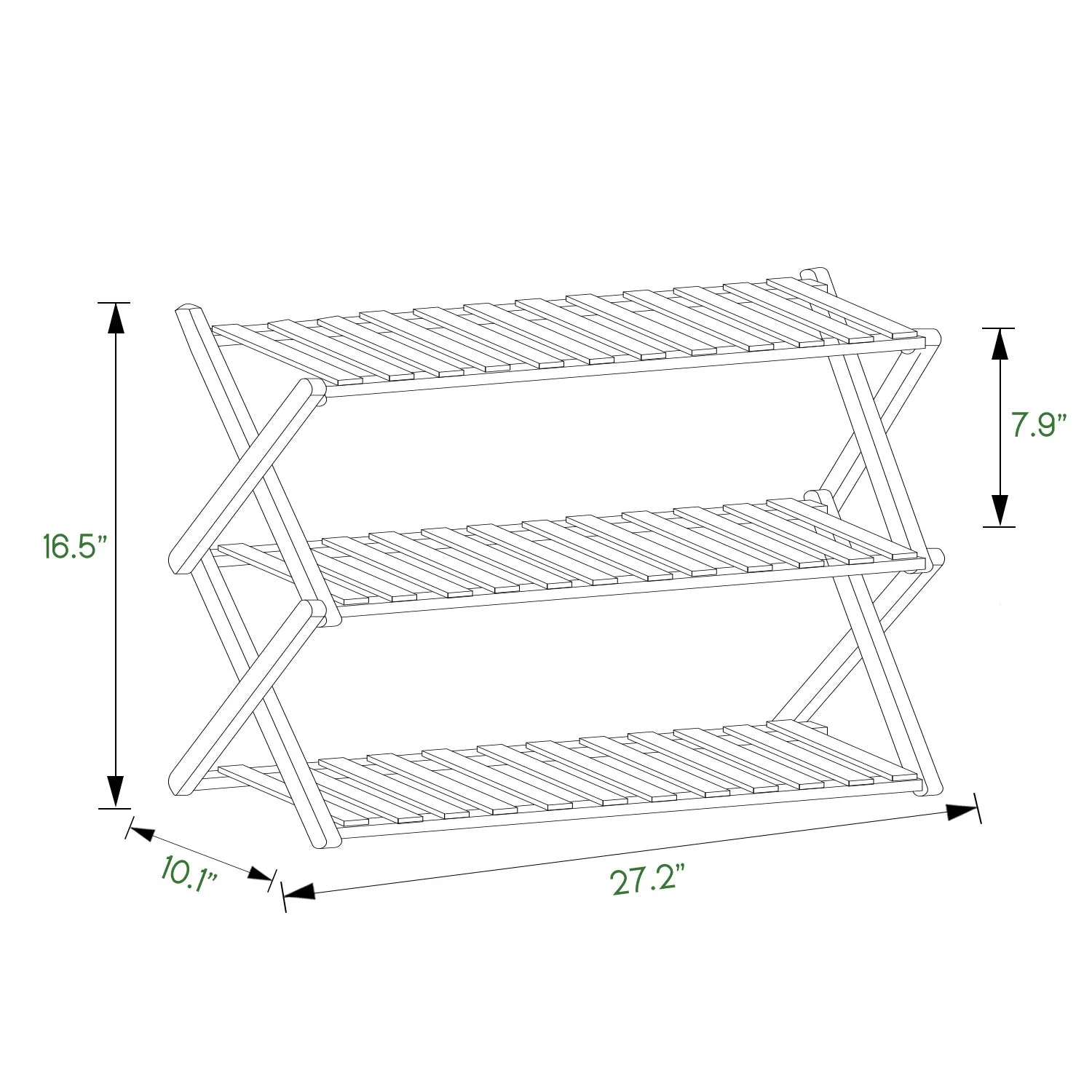 Foldable Multifunctional Shoe Rack Organizer - 3 Tier - Brown