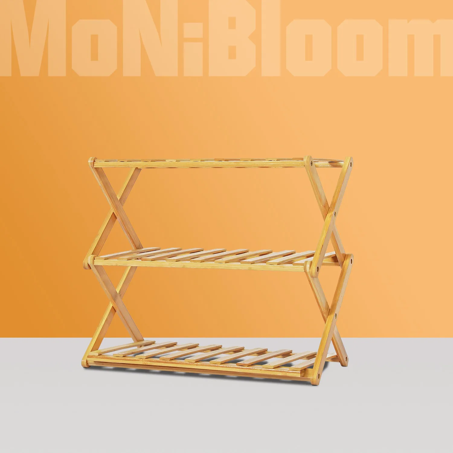 Foldable Multifunctional Shoe Rack Organizer - 3 Tier - Natural