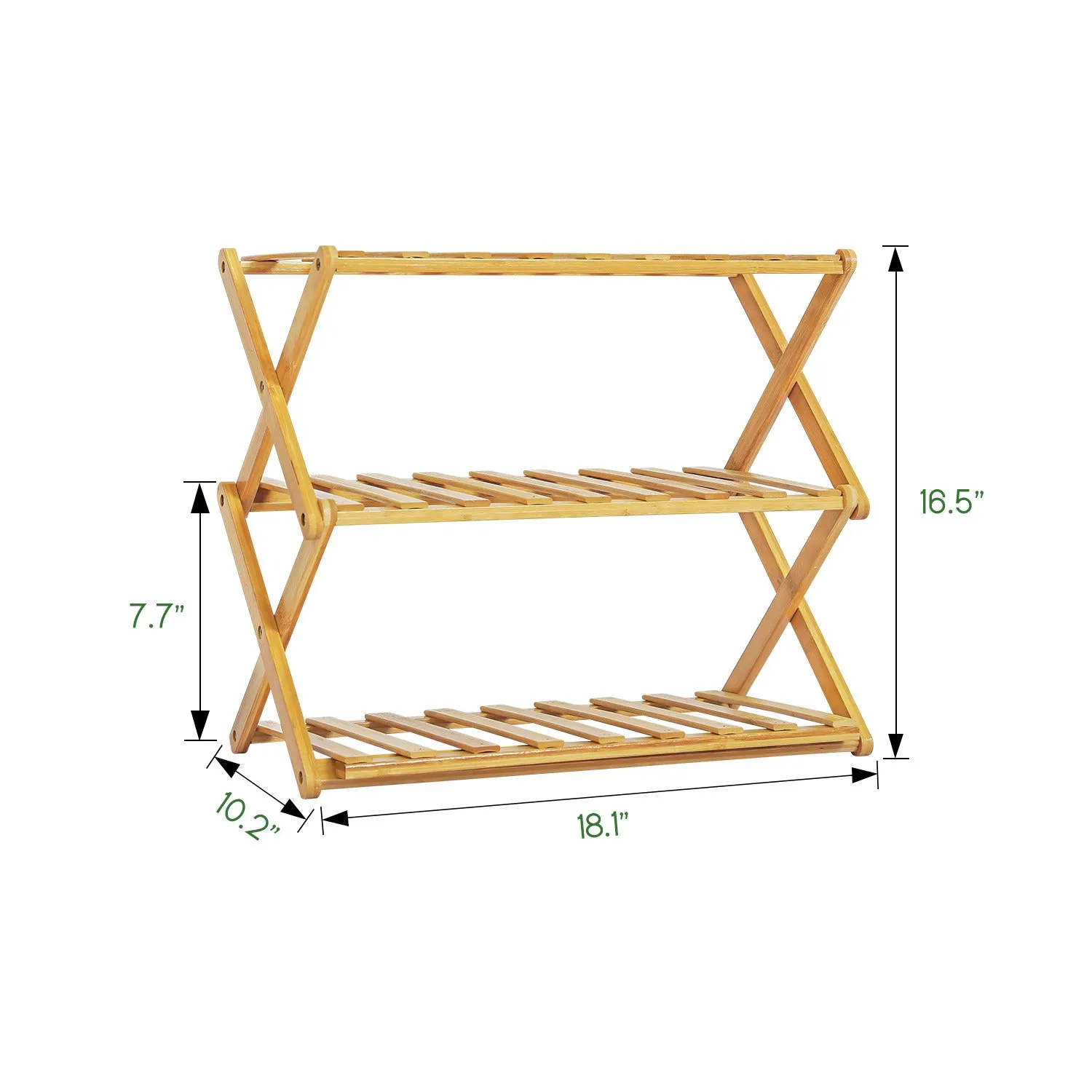 Foldable Multifunctional Shoe Rack Organizer - 3 Tier - Natural