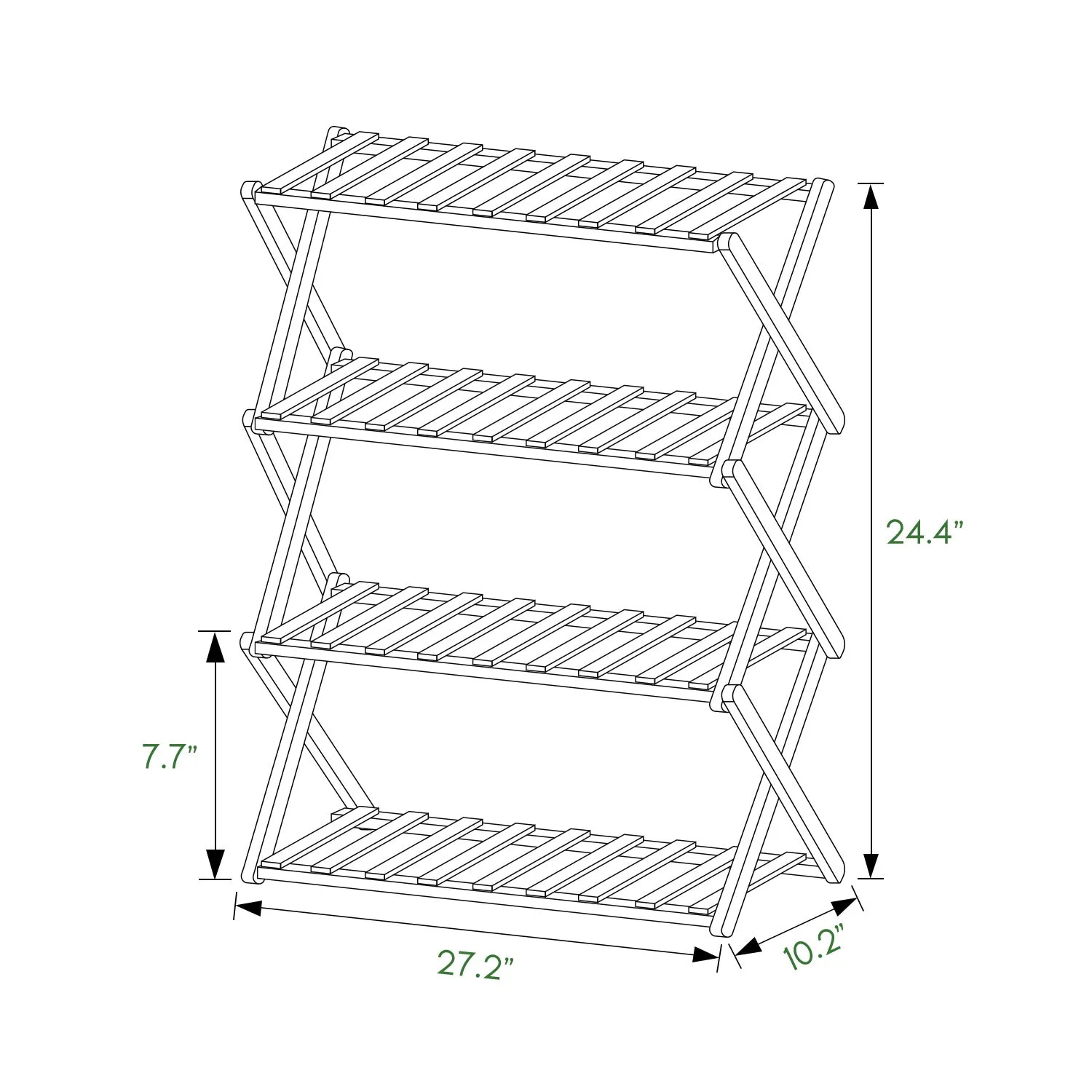 Foldable Multifunctional Shoe Rack Organizer - 4 Tier - Natural