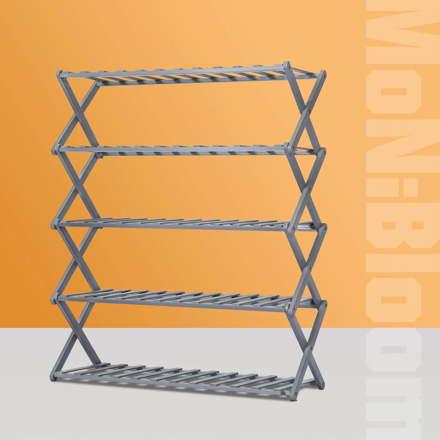 Foldable Multifunctional Shoe Rack Organizer - 5 Tier - Gray