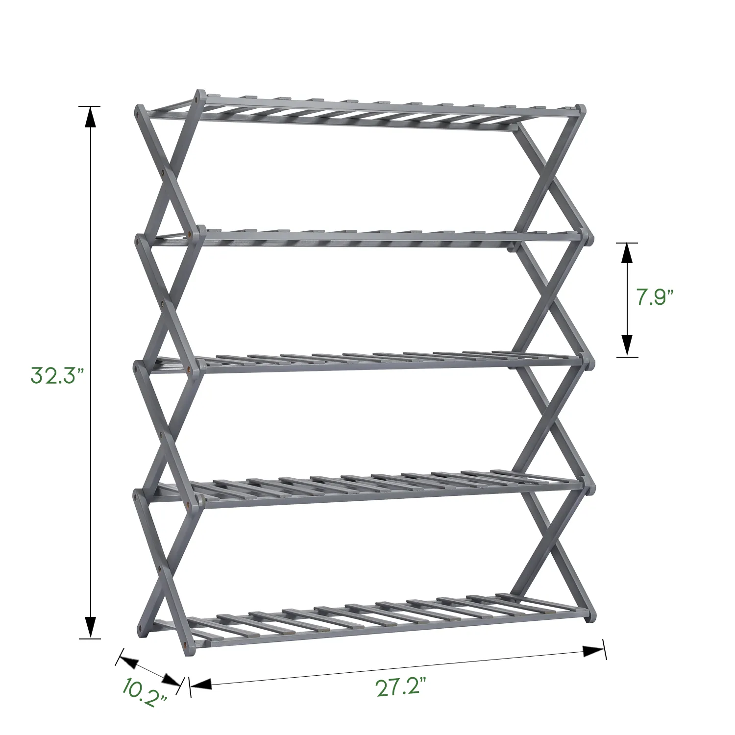 Foldable Multifunctional Shoe Rack Organizer - 5 Tier - Gray