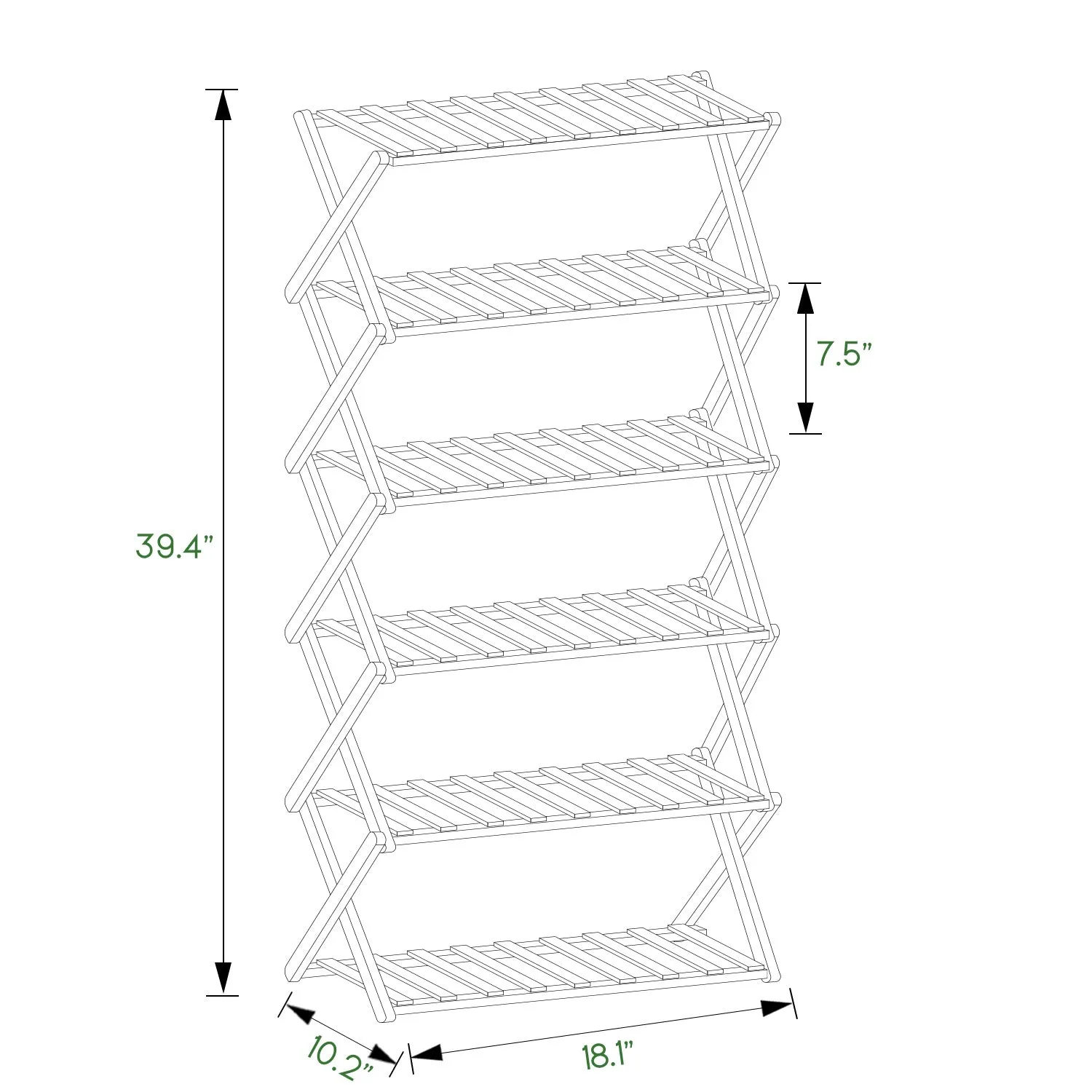 Foldable Multifunctional Shoe Rack Organizer - 6 Tier - Brown