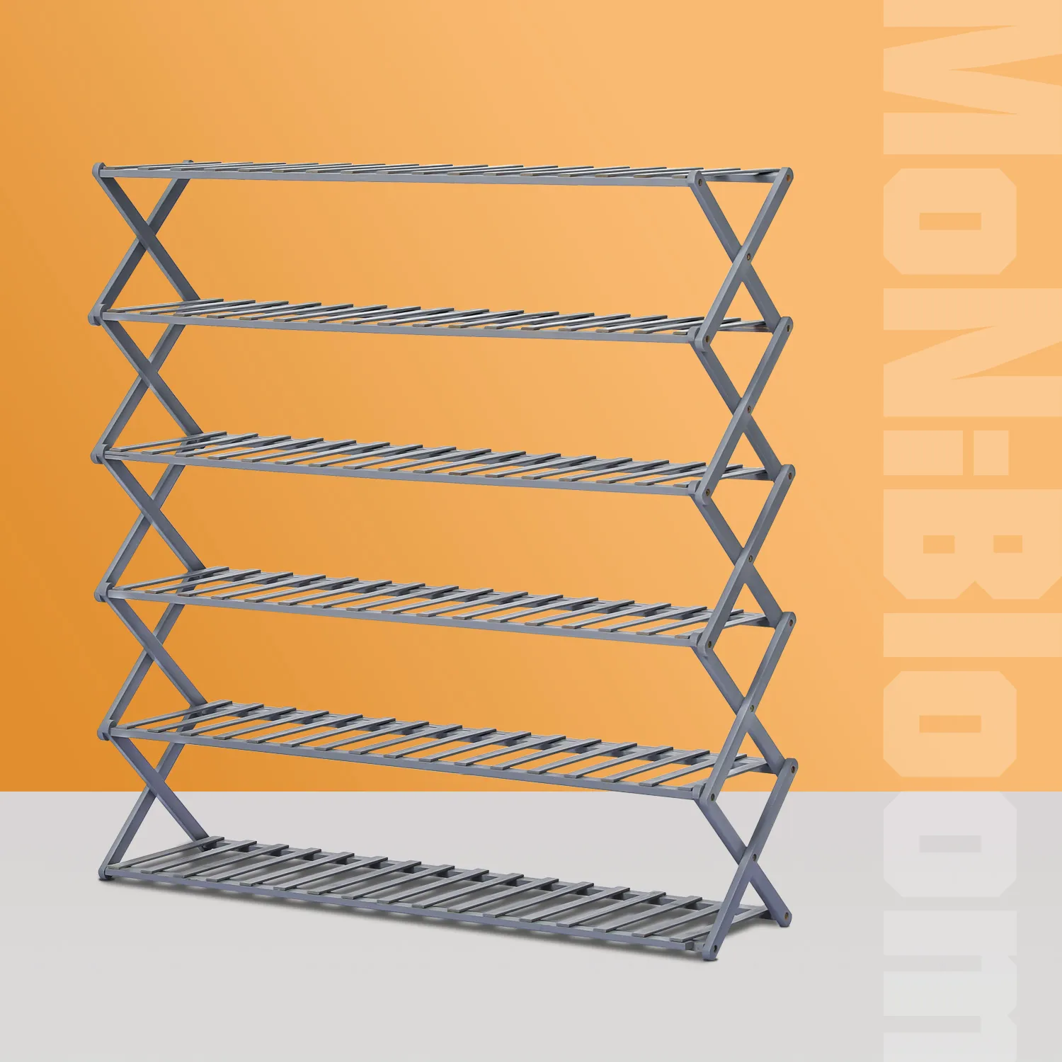 Foldable Multifunctional Shoe Rack Organizer - 6 Tier - Gray