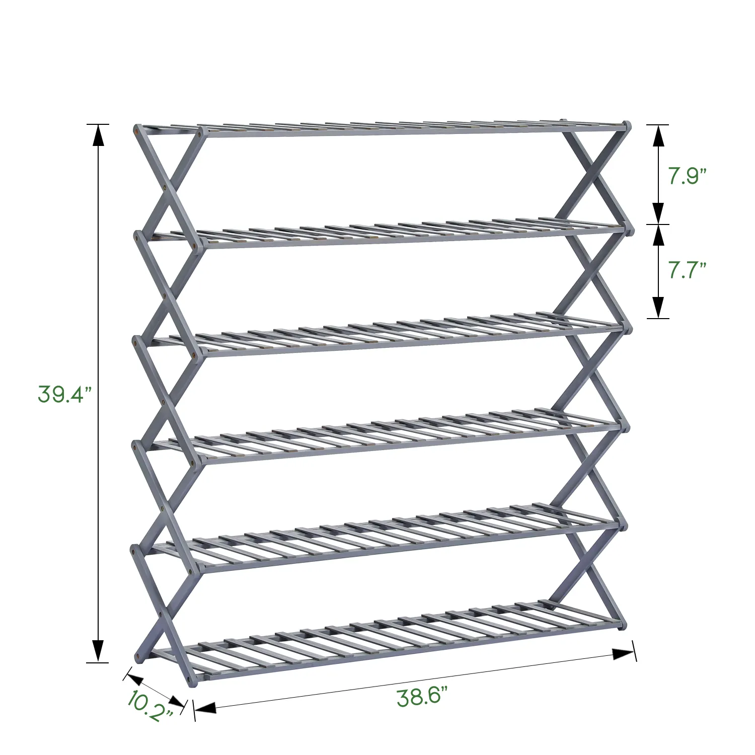 Foldable Multifunctional Shoe Rack Organizer - 6 Tier - Gray