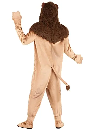 Fun Costumes Wizard of Oz Cowardly Lion Costume for Adults, Furry Lion Jumpsuit for Movie Cosplay, School Plays & Halloween Medium Brown