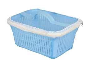 Go Hooked Multipurpose Plastic Storage/Gift Basket With Net Cover | Stylish Basket With Zip Net Cover Pack Of 1 (Blue).