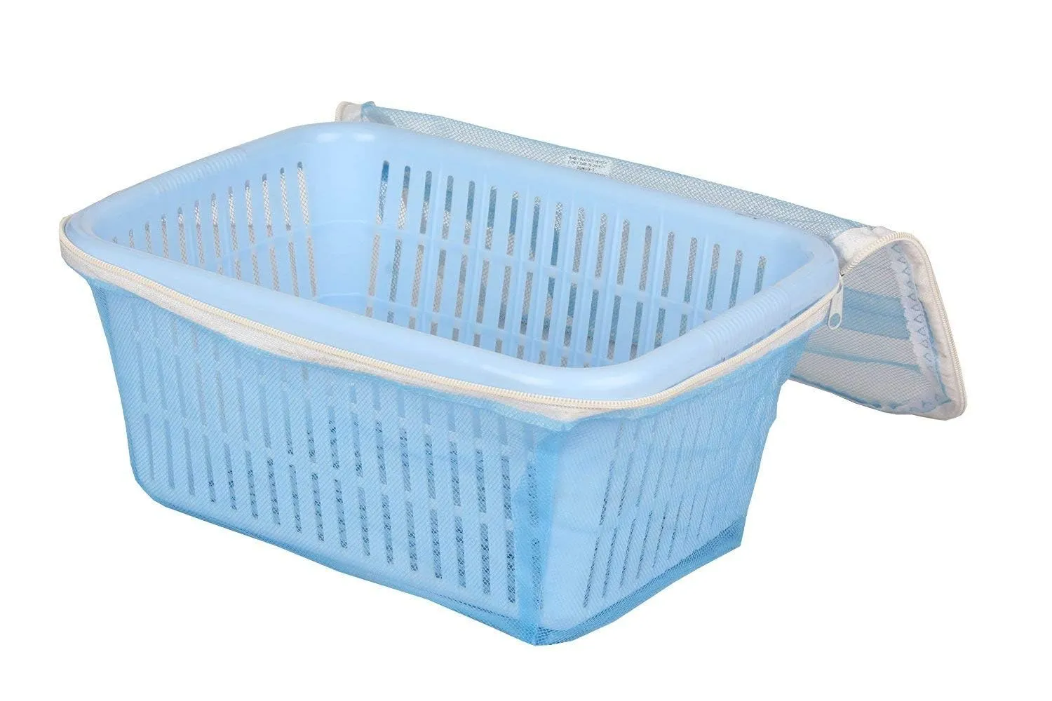 Go Hooked Multipurpose Plastic Storage/Gift Basket With Net Cover | Stylish Basket With Zip Net Cover Pack Of 1 (Blue).