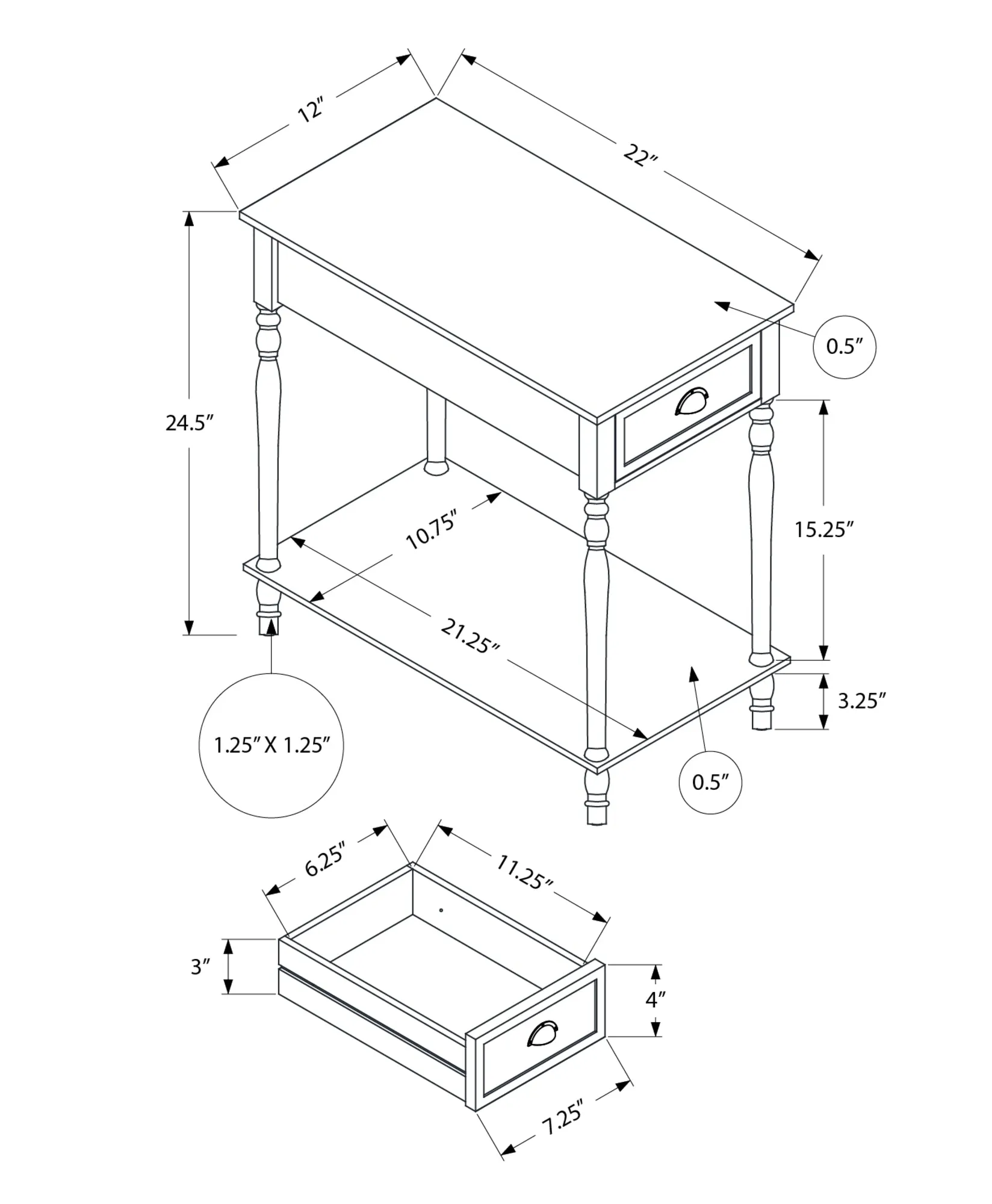 Green Veneer Accent Table - 2 Tier, Space-Saving Design