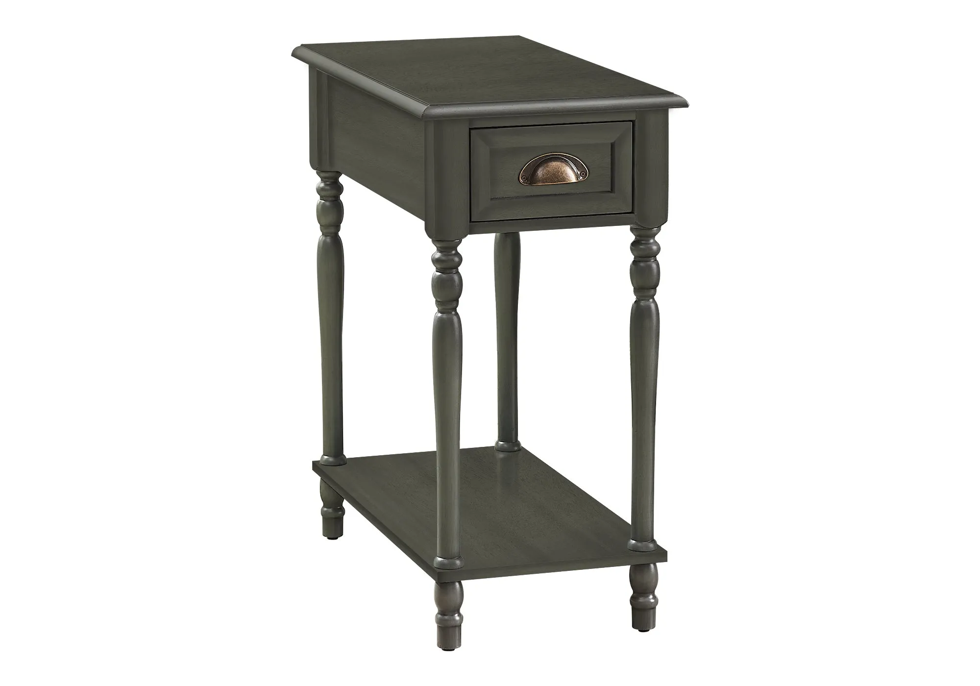 Green Veneer Accent Table - 2 Tier, Space-Saving Design