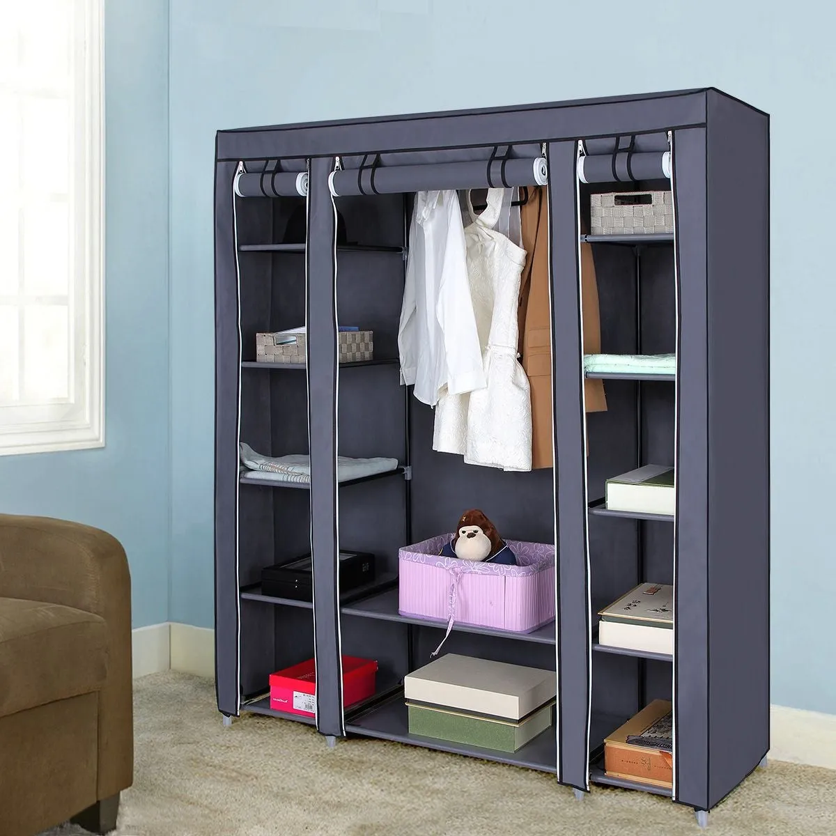 Grey Portable Clothes Closet