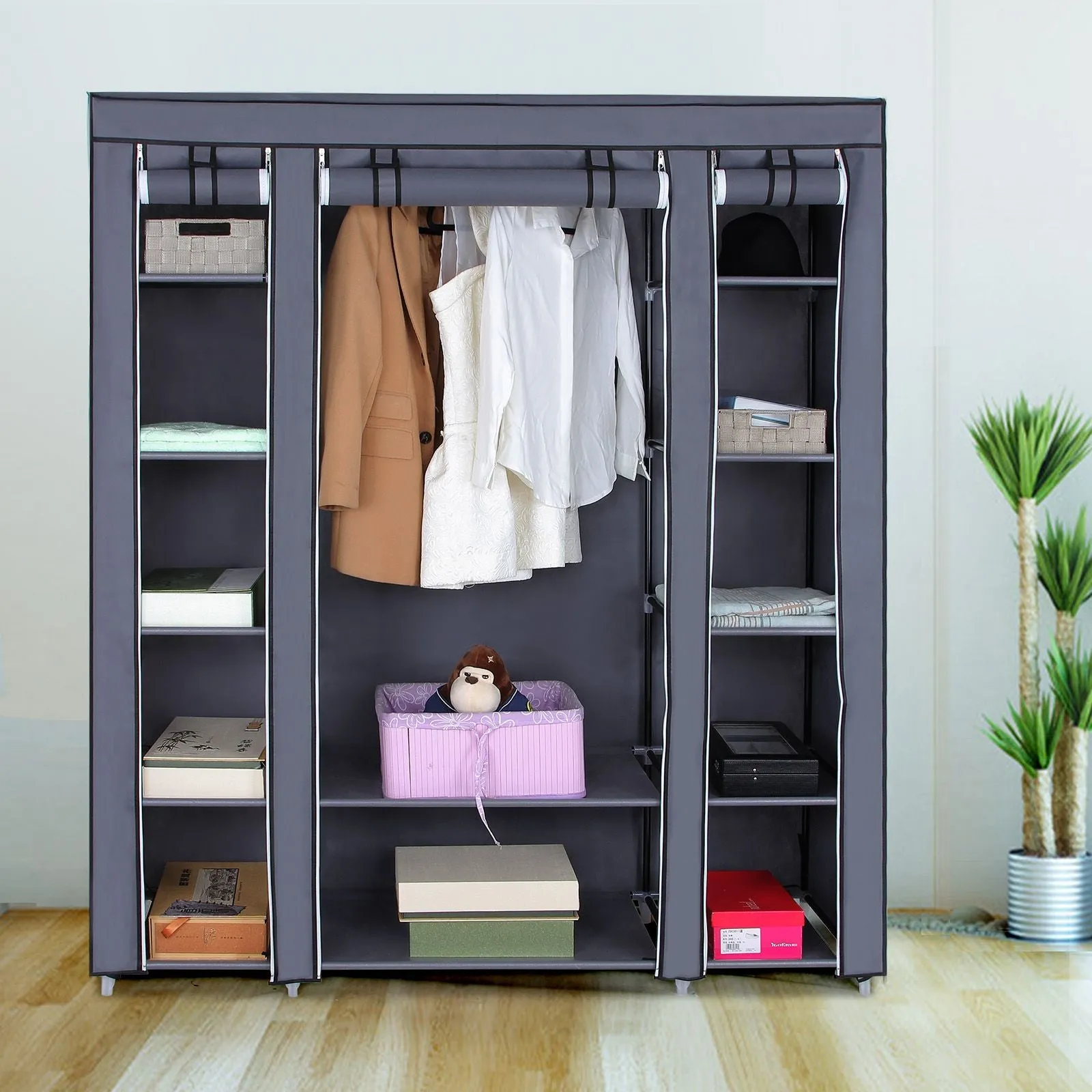 Grey Portable Clothes Closet